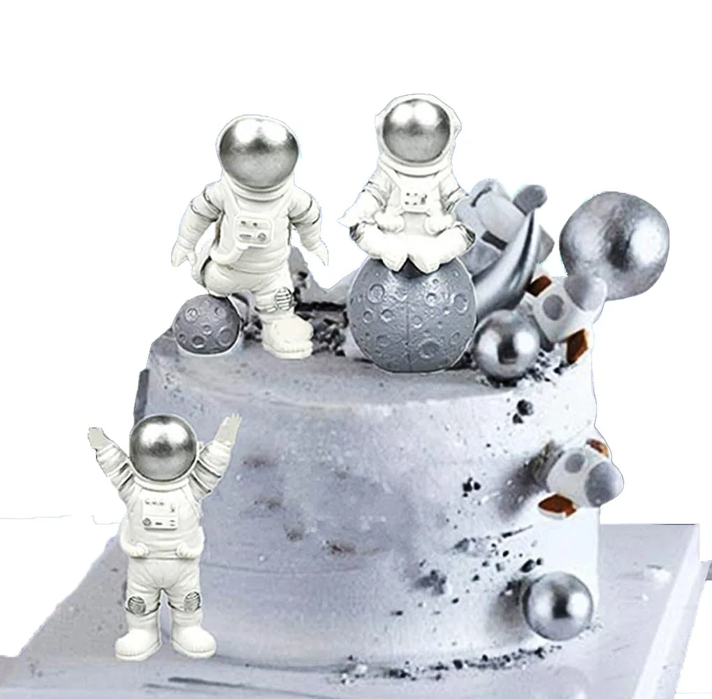 14pcs Astronaut Cale Topper Set For Kids Boy Outer Space Birthday Party Decorations Baby Shower Supplies Universe Cake Decors