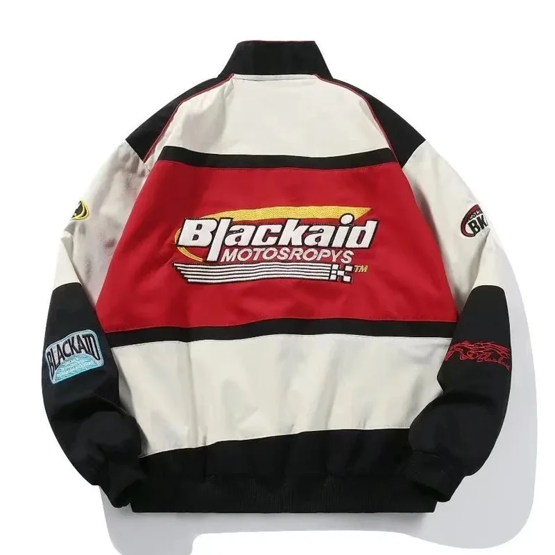 Jaquetas de beisebol para motocicletas masculinas, streetwear retrô, jaqueta solta do colégio, bordado carta Harajuku, casacos patchwork, casual, unissex