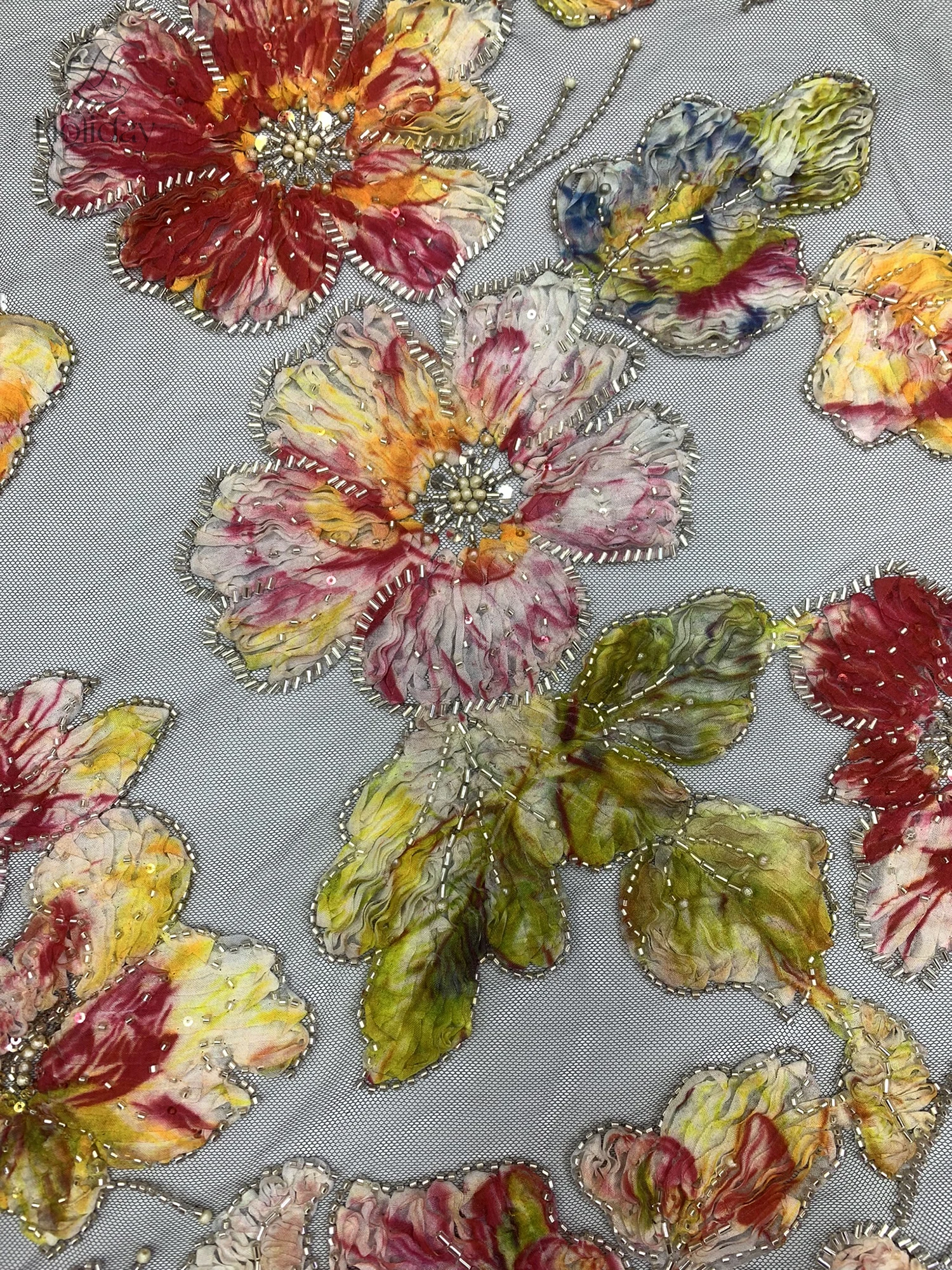 African Chiffon Tulle Fabric French Luxury Sequins Beads Mesh Fabric textile printing Nigerian For Woman Evening Clothes Dresses view 3