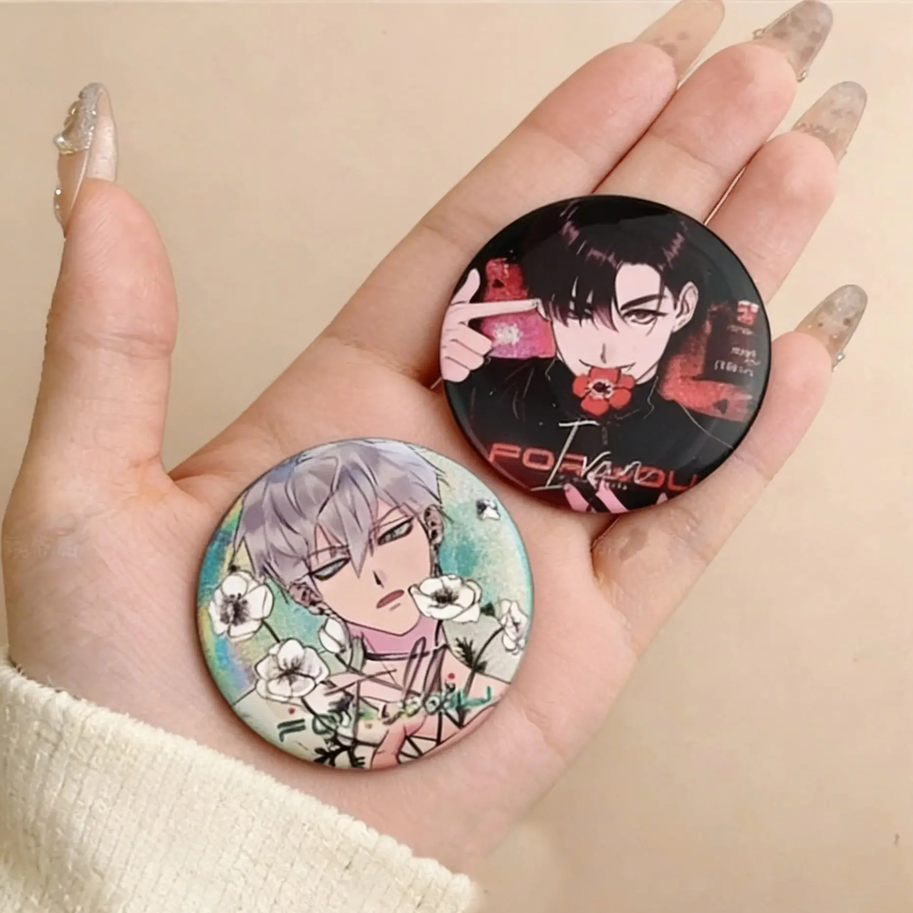 Cute Unique Anime Accesories Alien Stage Flower Themed Ivan Till Round Brooch Accesorios Gifts