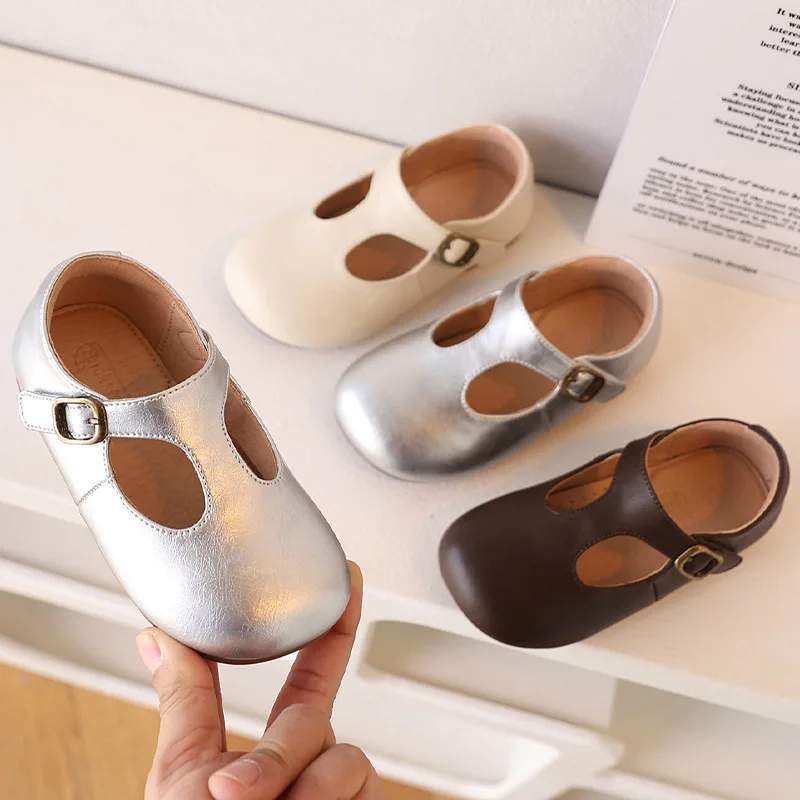 Soft Grain Cowhide Children Casual Shoes Spring Autumn Genuine Leather Baby Girls Flats Comfortable Kids Footwear