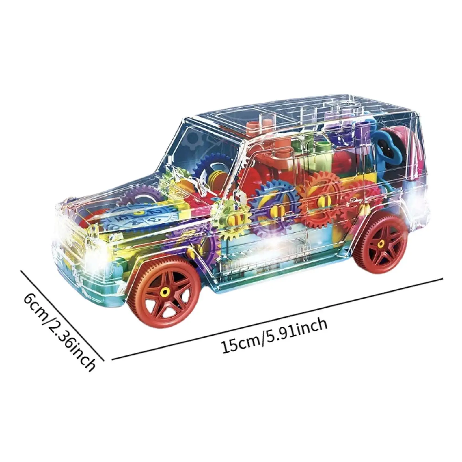 Jouet de voiture lumineux, engrenages mobiles, lumières colorées et fraîches, jouet sensoriel, camion, musique et effets LED, cadeau pour enfants de 4 ans