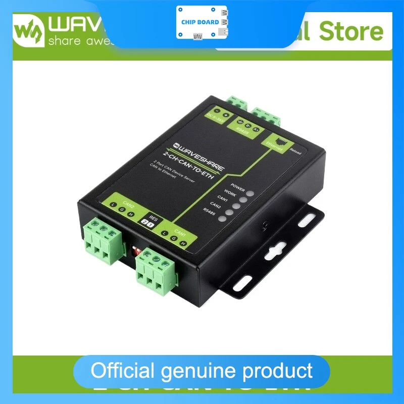 

Waveshare Industrial 2-Channel CAN to Ethernet Server, Dual CAN + RS485 + Ethernet, Supports CAN Repeater & CAN to RS485