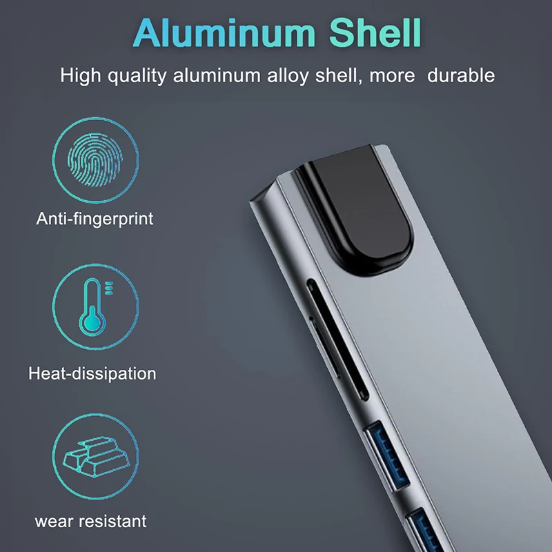 8 In 1 USB Type C Hub for MacBook Pro USB Adapter Dual USB C to HDMI-Compatible USB3.0 2.0 SD/TF Card for MacBook Mac Laptops