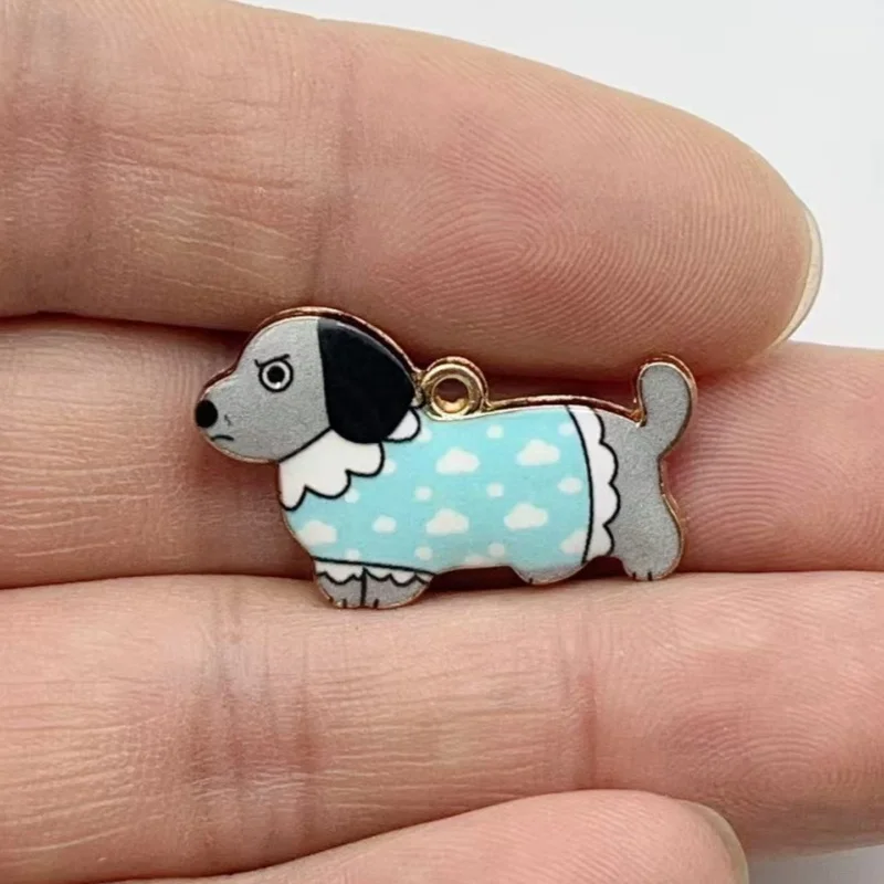 12pcs Cartoon Animal Sausage Dog Pendant DIY Earrings Keychain Necklace Pendant Accessories view 3