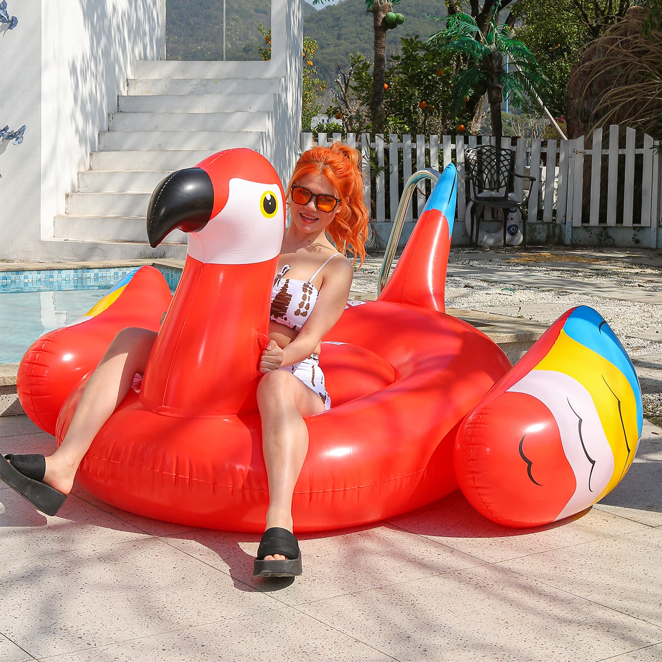 1PC Giant Parrot-Shaped Inflatable Water Ride-On, Ideal for Adult Summer Water Recreation and Relaxation