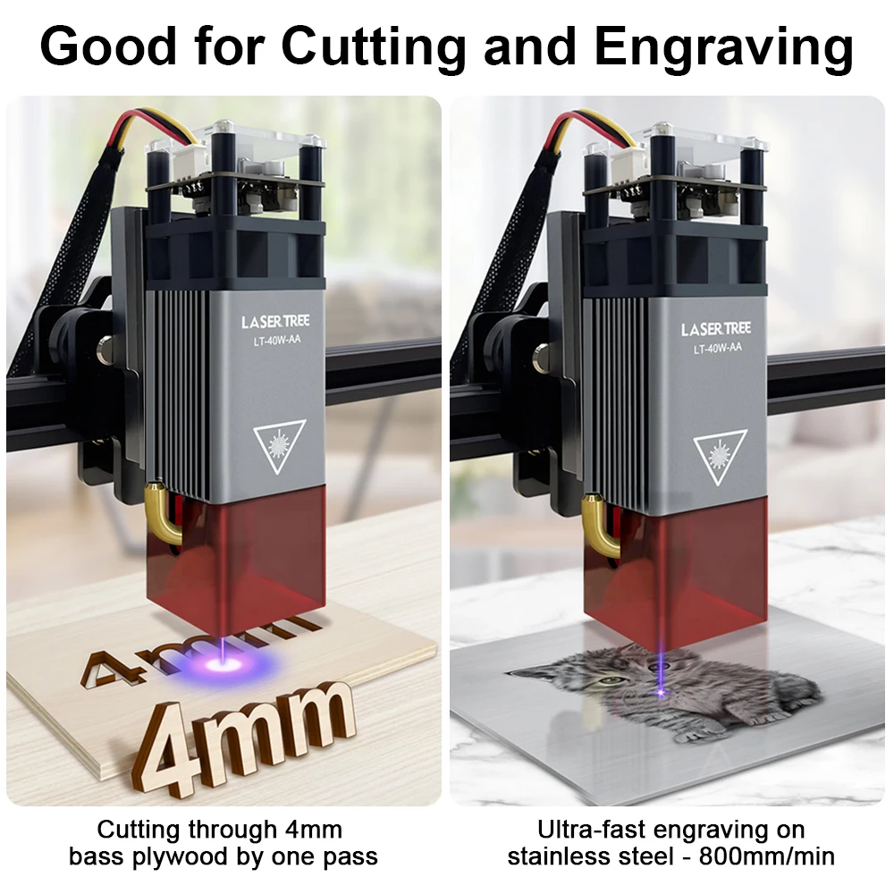 LASER TREE módulo láser de salida de 5W con asistencia de aire, cabezal láser de luz azul TTL de 450nm para máquina de grabado de corte Cnc,