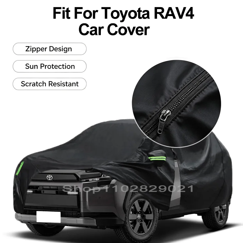 Zipper Door Waterproof Car Cover For Toyota RAV4 Windproof Dustproof UV Protection All Weather Auto Protector