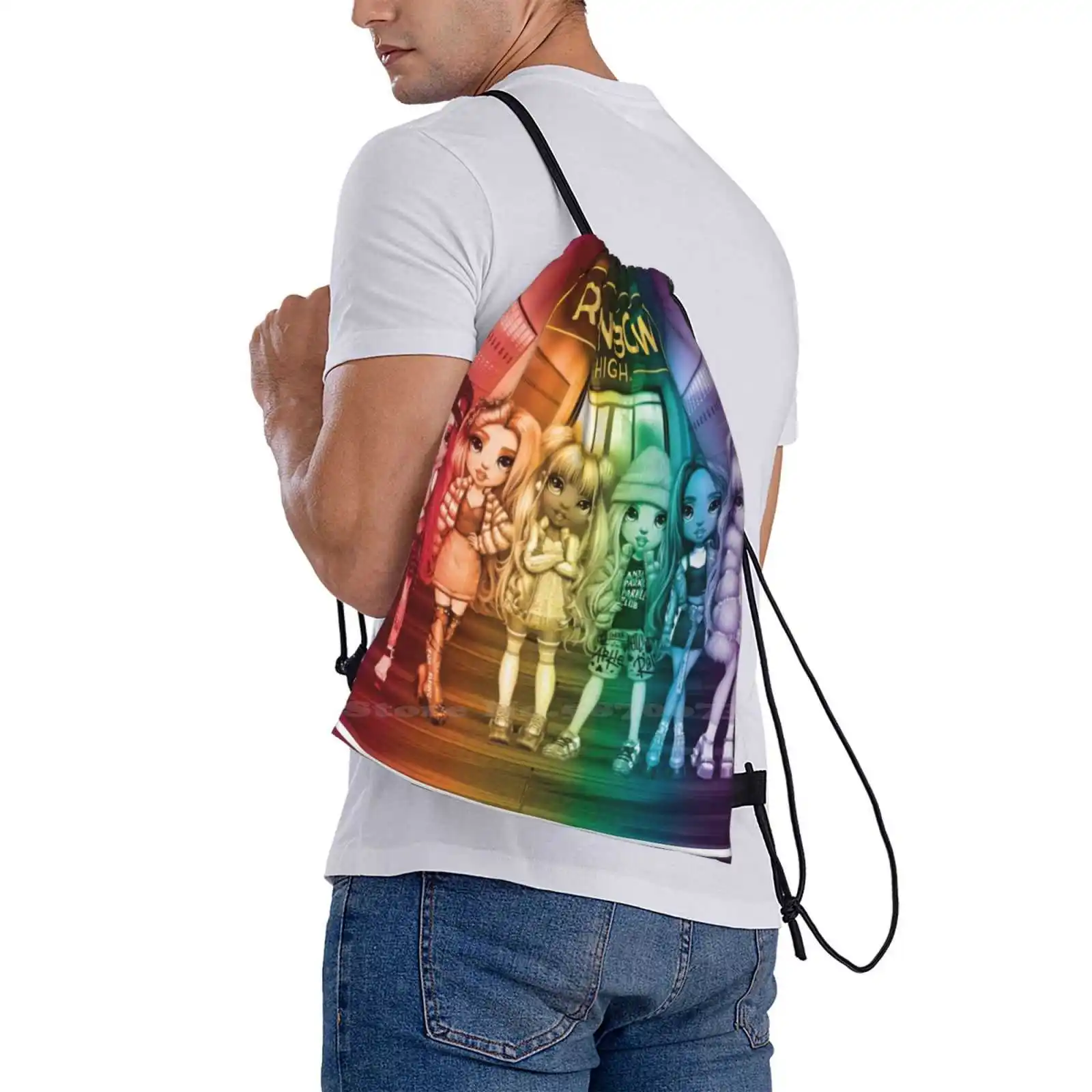 Rainbow High Group Artwork Large Capacity School Backpack Laptop Bags Rainbow High Group Rainbowhigh Violetwillow Rubyanderson