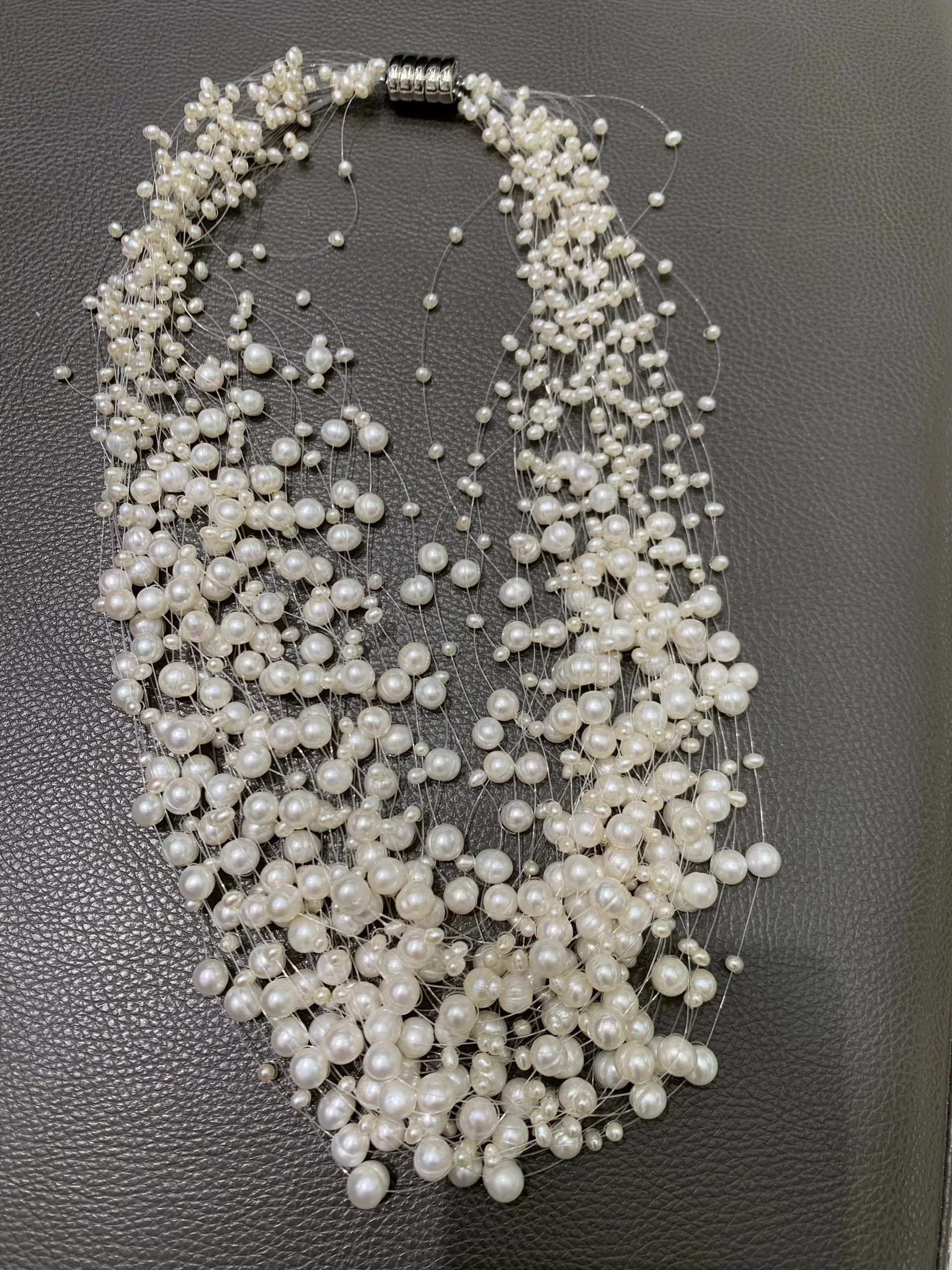 natural fresh water pearl necklace multi layers real pearl big necklace fashion women jewelry party handmade beadead jewerly