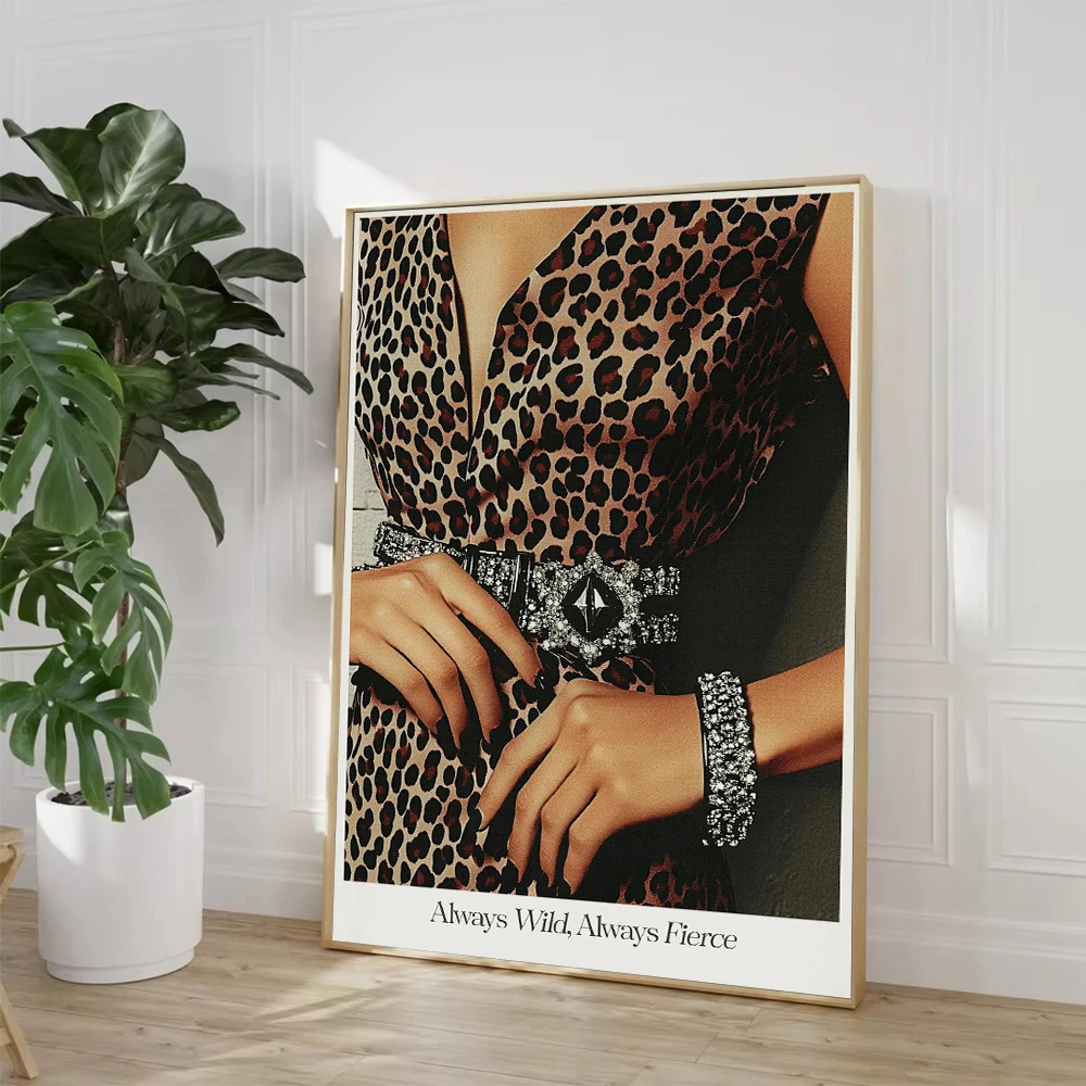 Retro Animal Leopard Poster Canvas Painting Prints Wall Art Fashion Cheetah Trendy Preppy Style for Bedrooms Home Decor