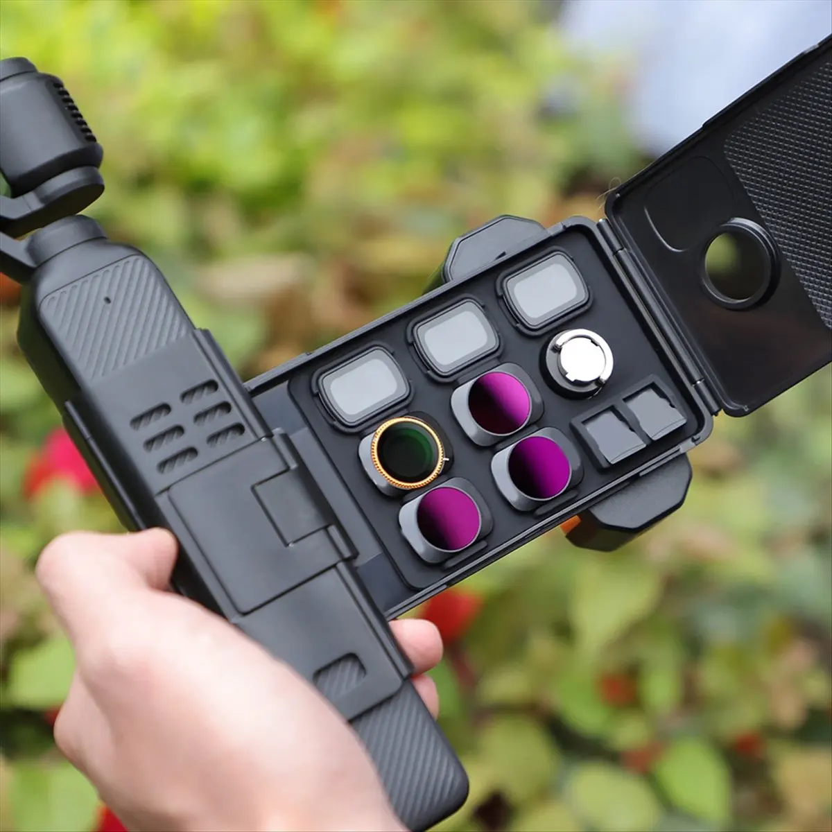 For DJI Pocket 3 Cellphone Mount with Extension Handle & Storage Case Versatile Bracket for Camera Accessories-DT82