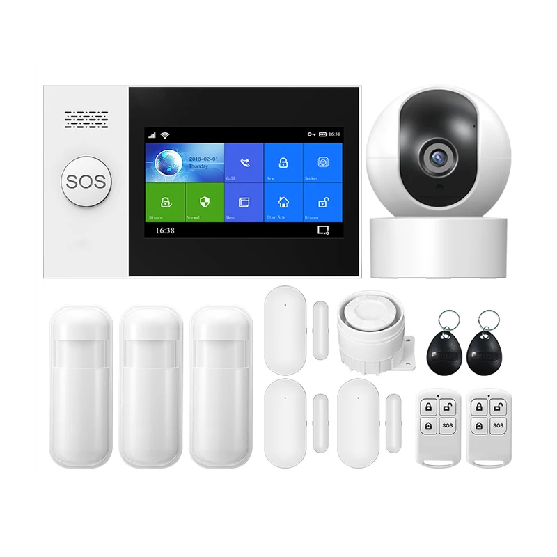 Tuya-Security Alarm System Kit, Controle Inteligente App, Câmera IP, Auto Dial, Detector de movimento, Wi-Fi, GSM, Smart Home, Topo, PG107