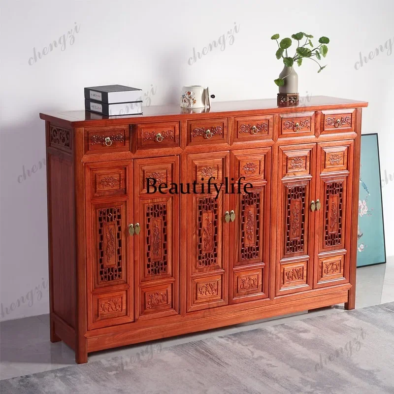 Z138 Solid wood shoe cabinet Chinese antique storage dining side living room foyer entrance large-capacity multi-layer storage