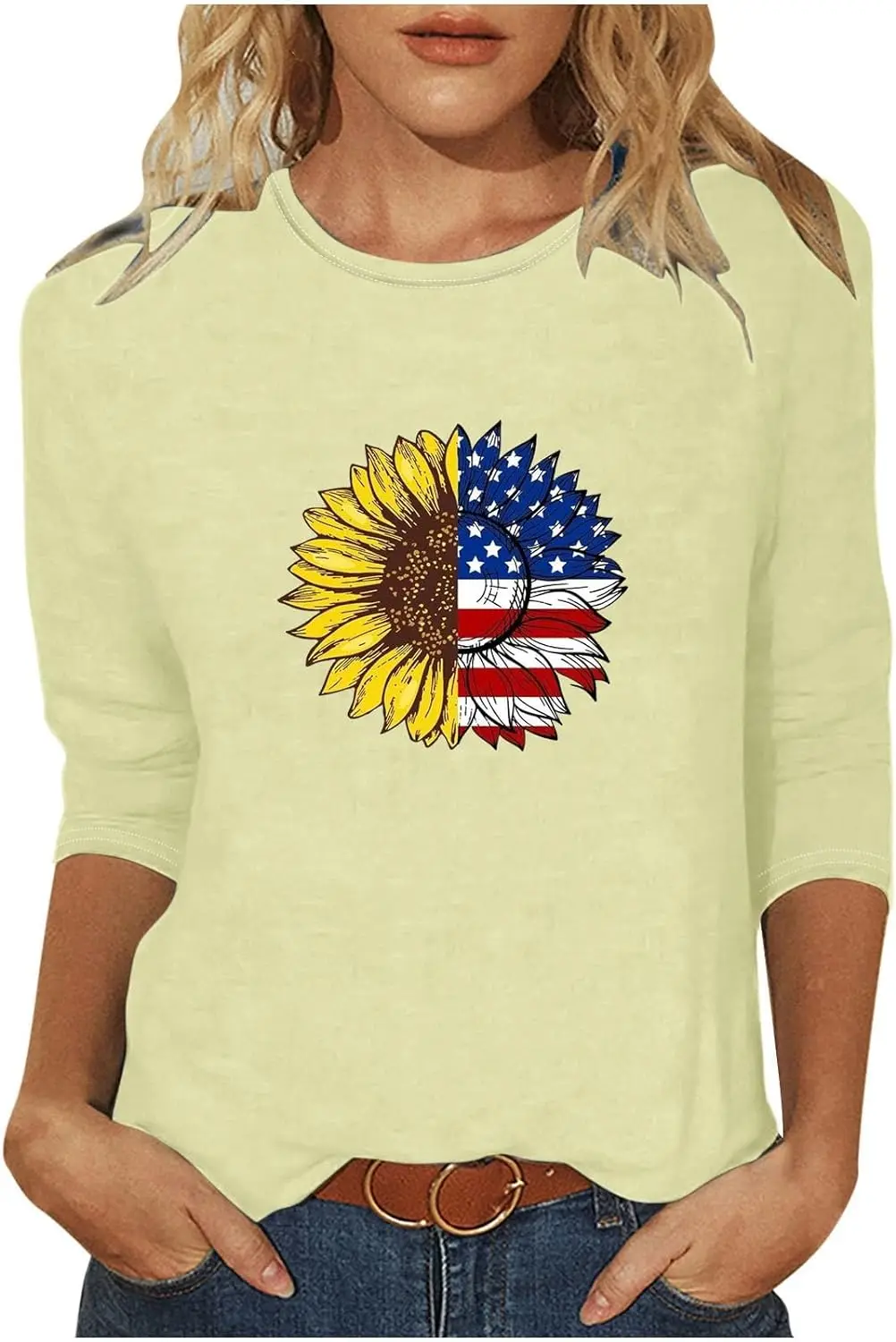 

Independence Day Shirt Women 2024 Trendy 3/4 Sleeve T Shirts 4Th of July Patriotic Tee Tops Ladies Outfits