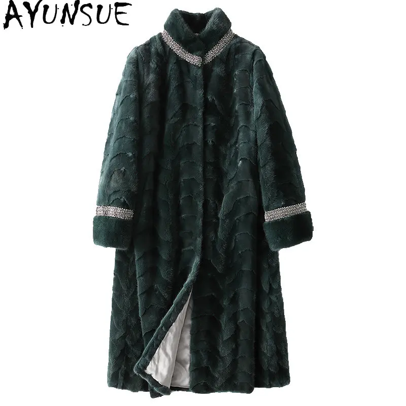 

AYUNSUE Mink Coat Women Clothing Real Fur Coats Luxury Winter Long Mink Fur Jacket for Women Casual Outwears Fourrure Femme SGG