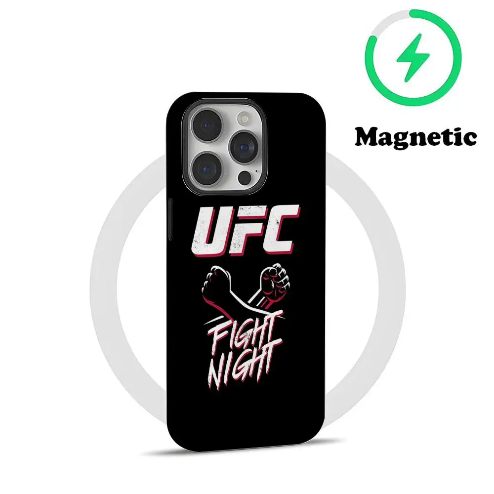 Роскошный магнитный чехол для телефона UFC-Championship для IPhone 16, 15, 14, 13, 12, 11 Pro Max X XR XSMax 7, 8 Plus, глянцевая пленка, жесткий чехол из ПК