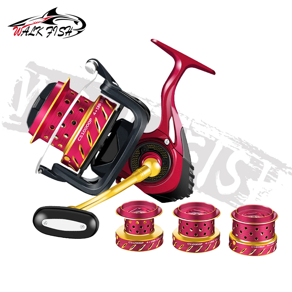 WALK FISH Metal Spinning Reel CS8000P-12000P G-ratio 4.1:1 Max Drag 15KG Nylon Reel Foot Light And Durable Sea Boat Fishing Reel