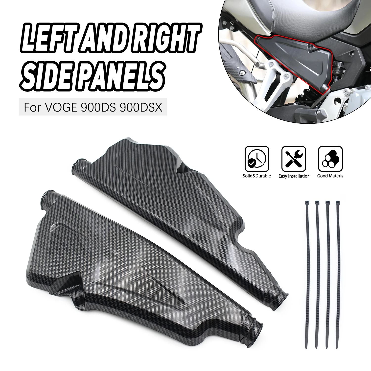 

For LONCIN VOGE 900DS 900DSX 2024 2025 Carbon fiber Frame Infill Left Right Side Panel Set Guard Protector Fairing Cowl Cover