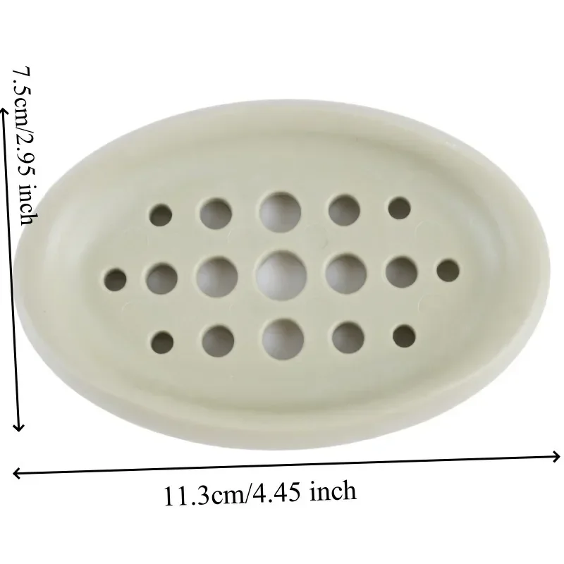 Silicone Bathroom Soap Dish Storage Holder Plate Tray Drain Soapbox