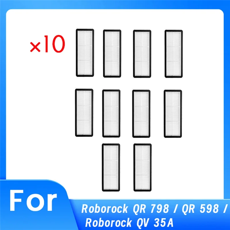 【Berserk】10 piezas de repuesto de filtro lavable para Roborock QV 35A / QR 598 / QR 798 accesorios para aspiradoras