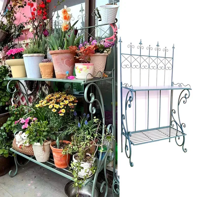 Garden flower rack, iron display rack, operation console, multi-layer green plant flower rack, courtyard balcony, outdoor floor