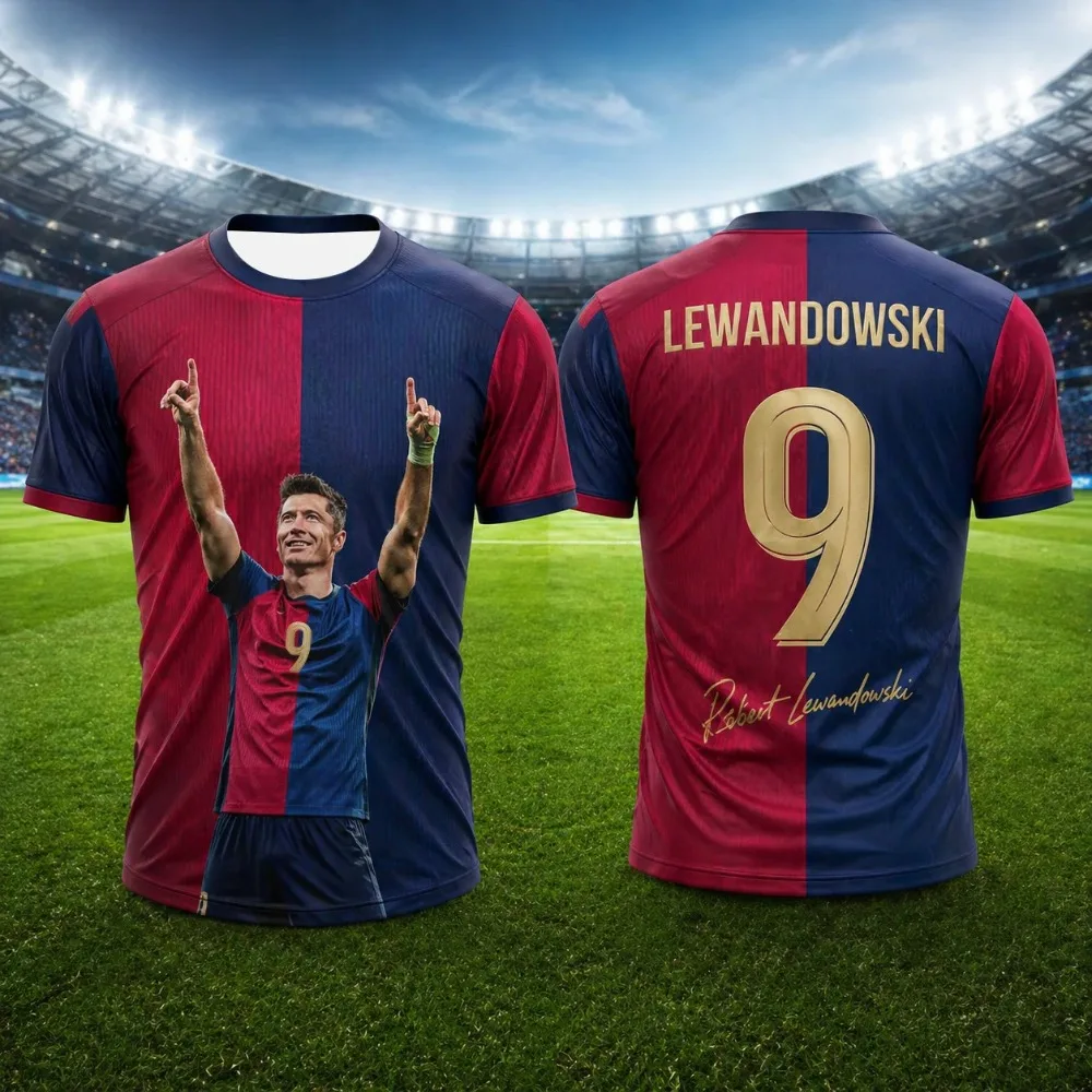 Lewandowski No.9 Soccer Jersey 3D Print Quick‑Dry Athletic Training Uniform Football Shirt Adult Match Fan Sportswear Tee