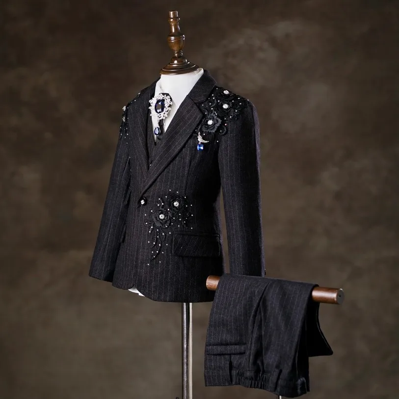 6PCS kinder Anzüge Hochzeit Geburtstag Party Klavier Leistung Kostüm Ostern Eid Jungen Host Blazer Sets A4795 – Detail 6