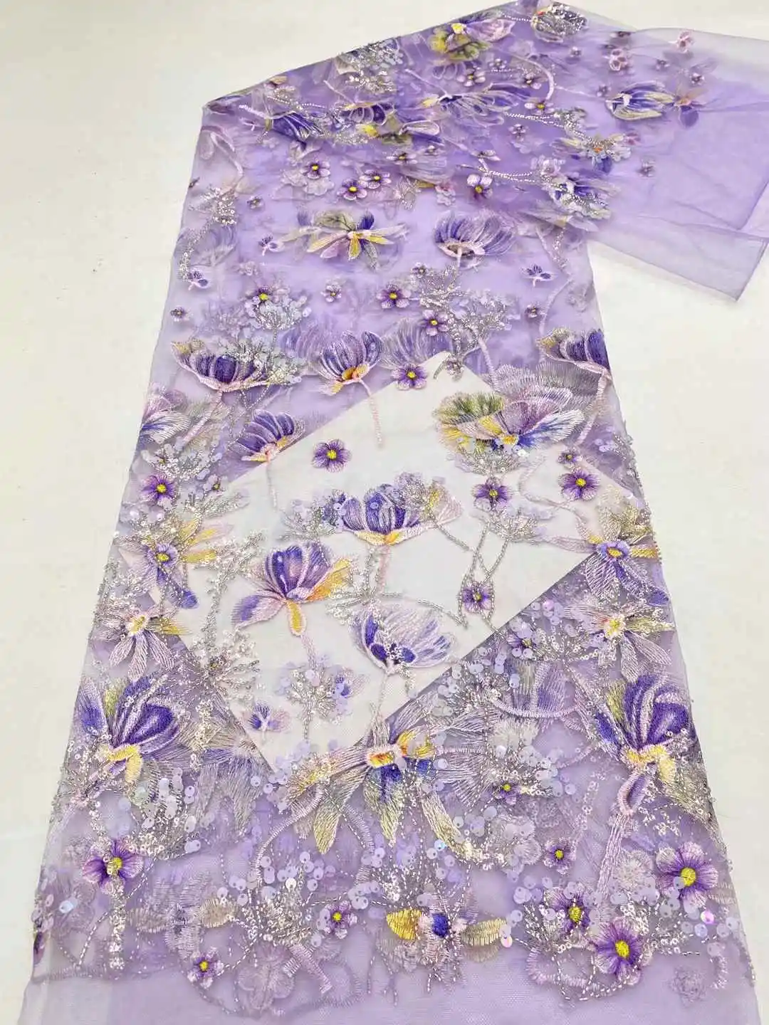 Kain Renda Payet Manik-manik Mewah Afrika untuk Pernikahan Nigeria, Pengantin Pria Bordir Tulle, Renda Berkualitas Tinggi