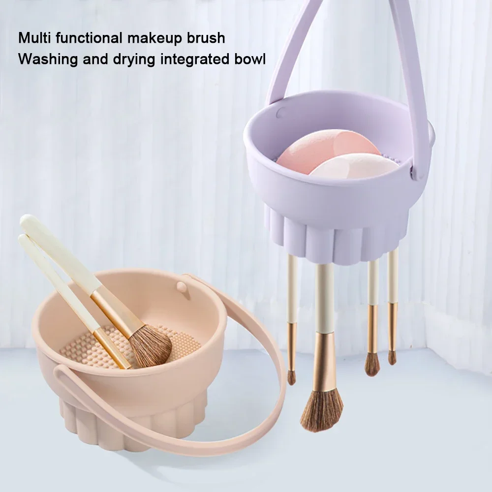 1PCS Silicone Washing Bowl Makeup Brush Cleaning Box Make-up Egg Drying Tool Set Powder Puff Washer Sponge Storage Artifact