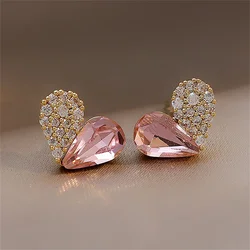 Fashion Personalized Stud Earrings Crystal Studded Heart Earrings For Women Charm Sparkle Luxury Designer Jewelry Gifts