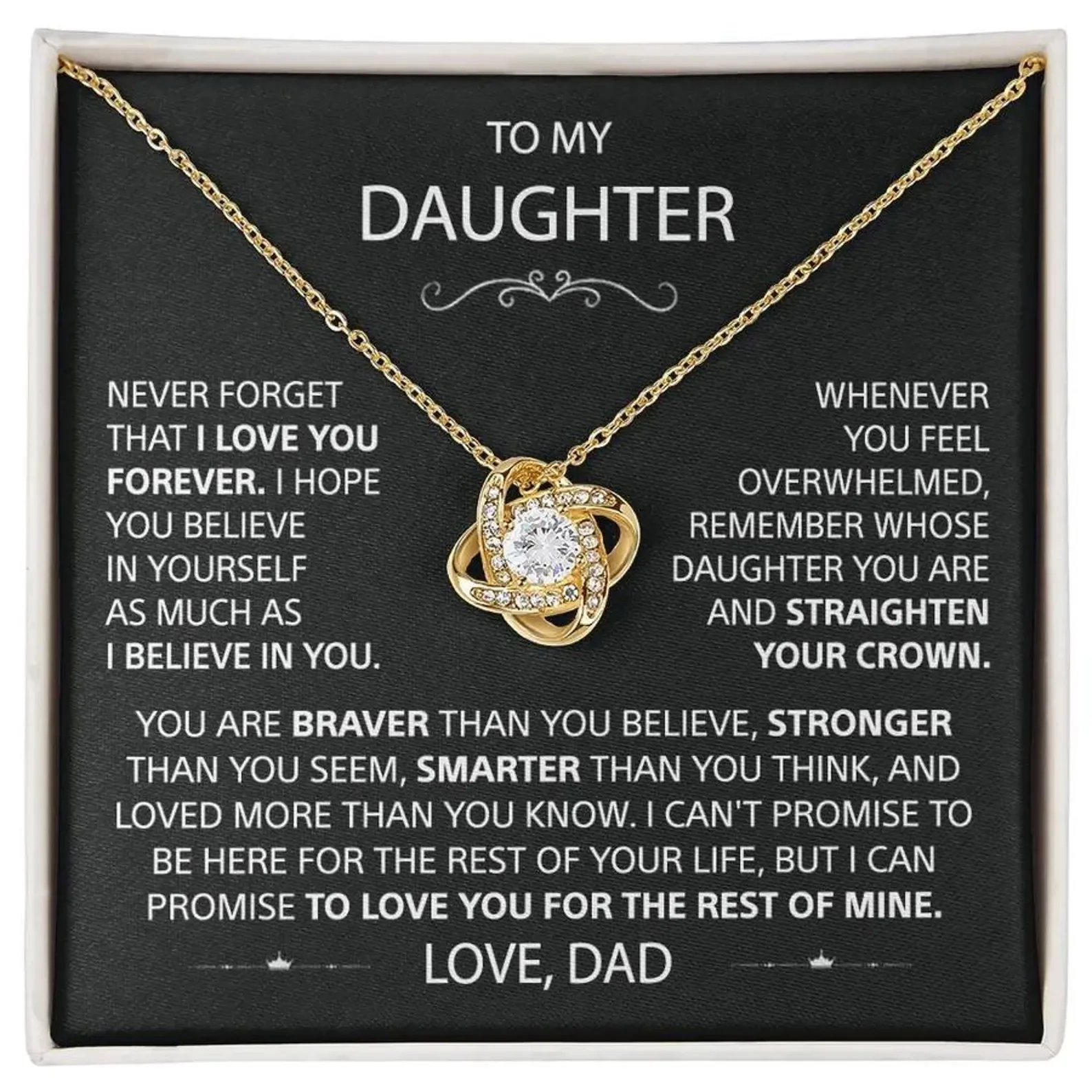 To My Daughter Gifts From Dad Heart Knot Pendant Christmas Gift Father Daughter Girl Necklace 2024 New Hot Dropshipping
