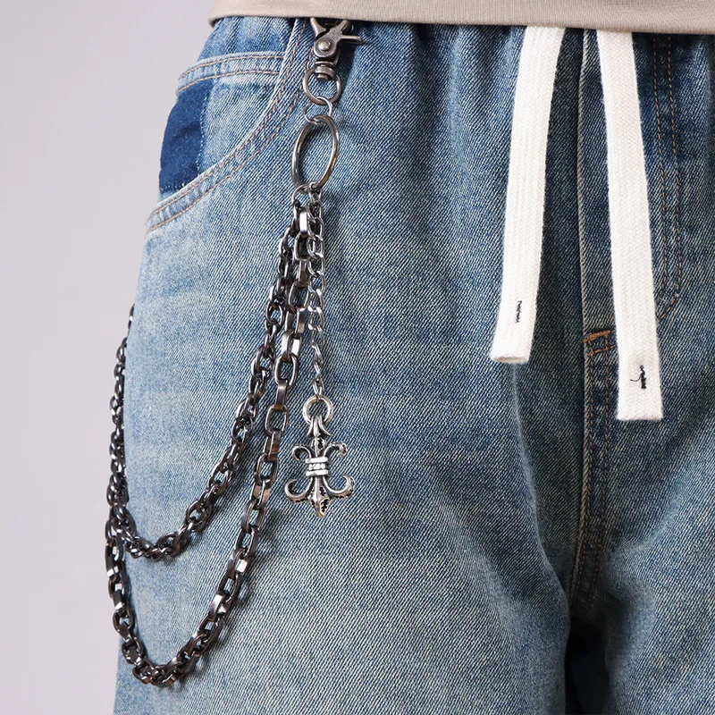 Fleur‑de‑lis Pendant Pants Chain Dark Punk Metal Waist Chain Retro Jeans Key Ring Streetwear Fashion Decor