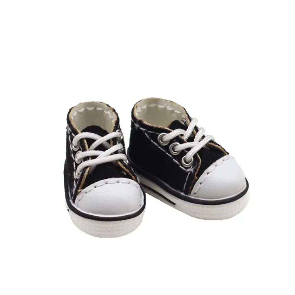 1 paire 12 points poupée Mini toile chaussures chaussures de sport décontracté Ob11 toile poupée chaussures dessin animé à lacets poupée vêtements chaussure