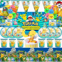 Pokemon Tema Descartável Tableware Set for Kids, Birthday Party Decorações, balões, cenários, Baby Shower, Pikachu Suprimentos