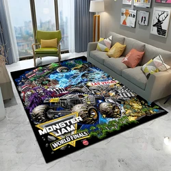 Alfombra de dibujos animados 3D Monster Jam Monster Truck para el hogar, sala de estar, dormitorio, sofá, felpudo, decoración, alfombra de área para niños, alfombra de piso antideslizante