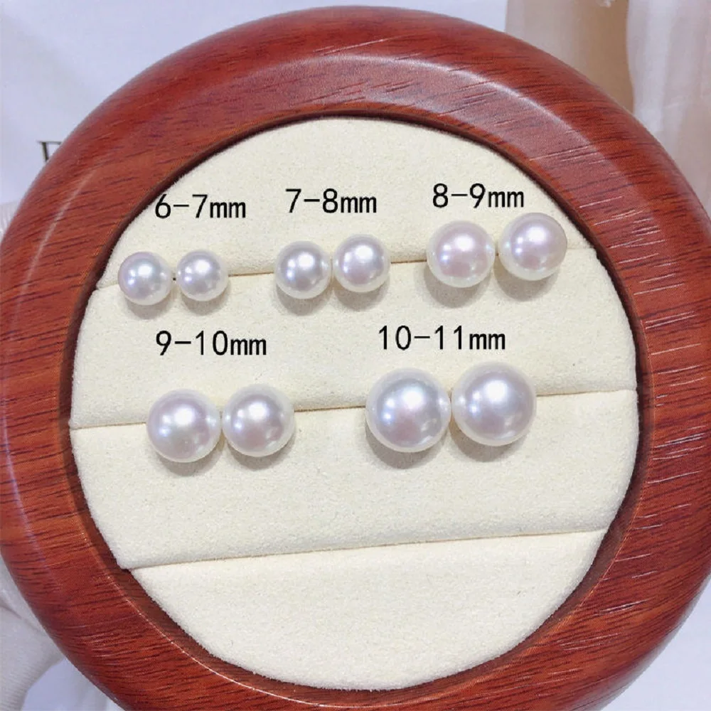 

Wholesale price AAA simple and generous natural pearl earrings 925s/6-11mmpearl