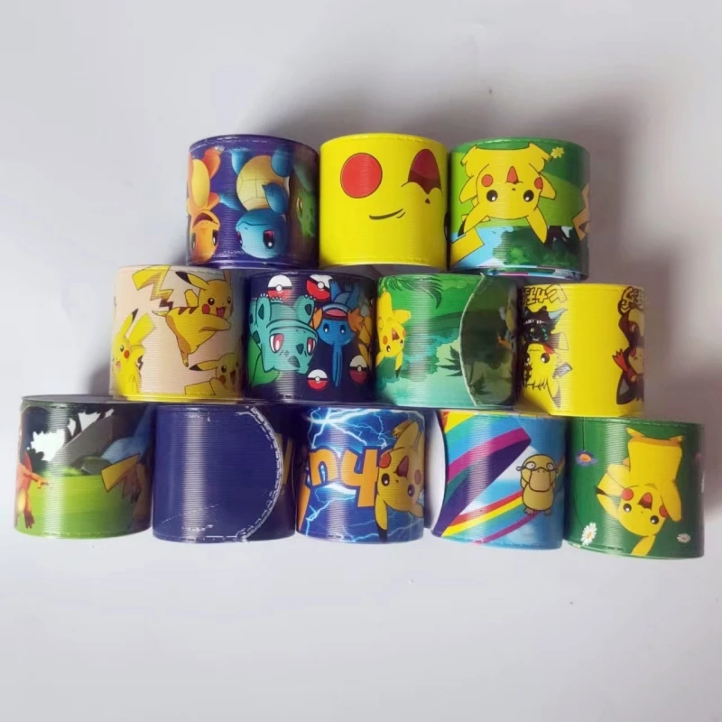 6/12pcs Pokemon Snap Circle Bracelets Pikachu Anime Figure Wristband Child Slap Band Puzzle Toys Boys Girls Birthday Party Toys