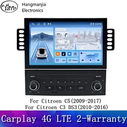 hangmanjia Auto Radio GPS Navigation For Citroen C3 DS3 C5 2009-2017 Carplay  Android13 Radio Stereo Audio Multimedia player LTE
