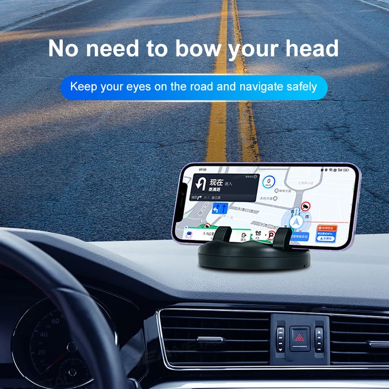 BLALION Dashboard Car Phone Mount Holder 360° Rotation Car Navigation Holder One-Handed Operation Anti-Slip Rubber Phone Support