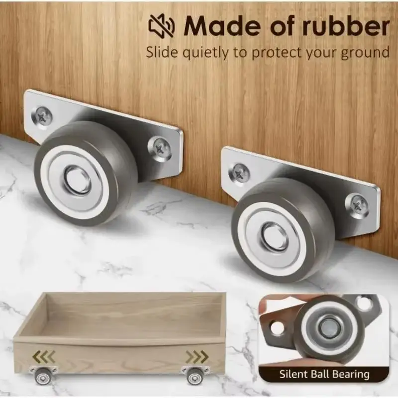 4PCS Silent Rubber Side Mount Casters Mini Directional Furniture Wheels For Trolley Drawer Kitchen Cabinet Use