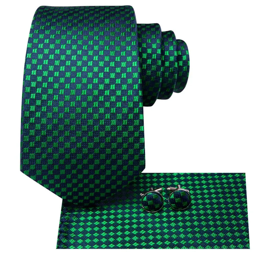 Hi-tie verde escuro psialey seda elegante gravata para homens noivo casamento masculino gravata bolso quadrado abotoadura acessório atacado designer