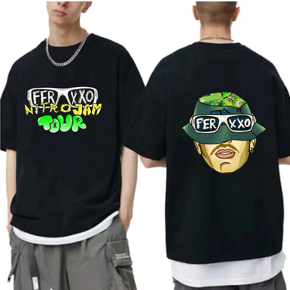 Ferxxo T Shirt Men Rapper Feid Merch Printed Tshirts Summer Casual Short Sleeve Tee Oversized Hip Hop T-Shirts Streetwear Tshirt