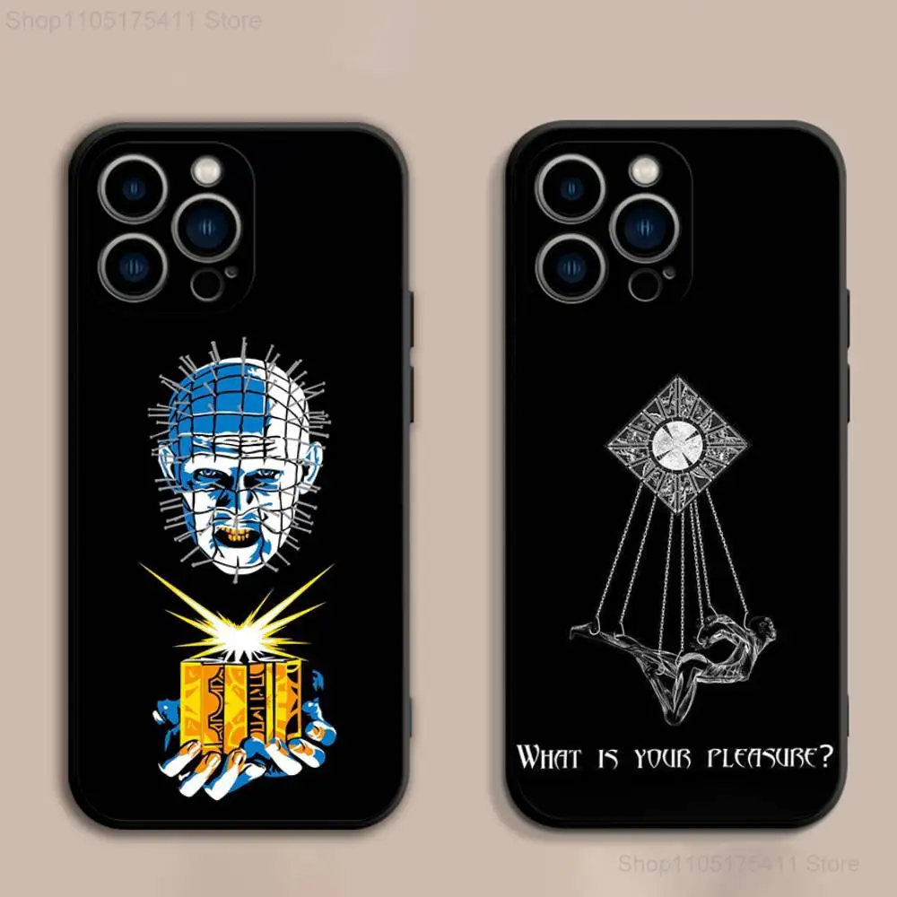 

P-Pinhead H-Hellraiser Cool Phone Case For iPhone 17,16,15,14,13,12,Pro,Max,Plus,E,SE4,Air,Mini Black Soft Cover