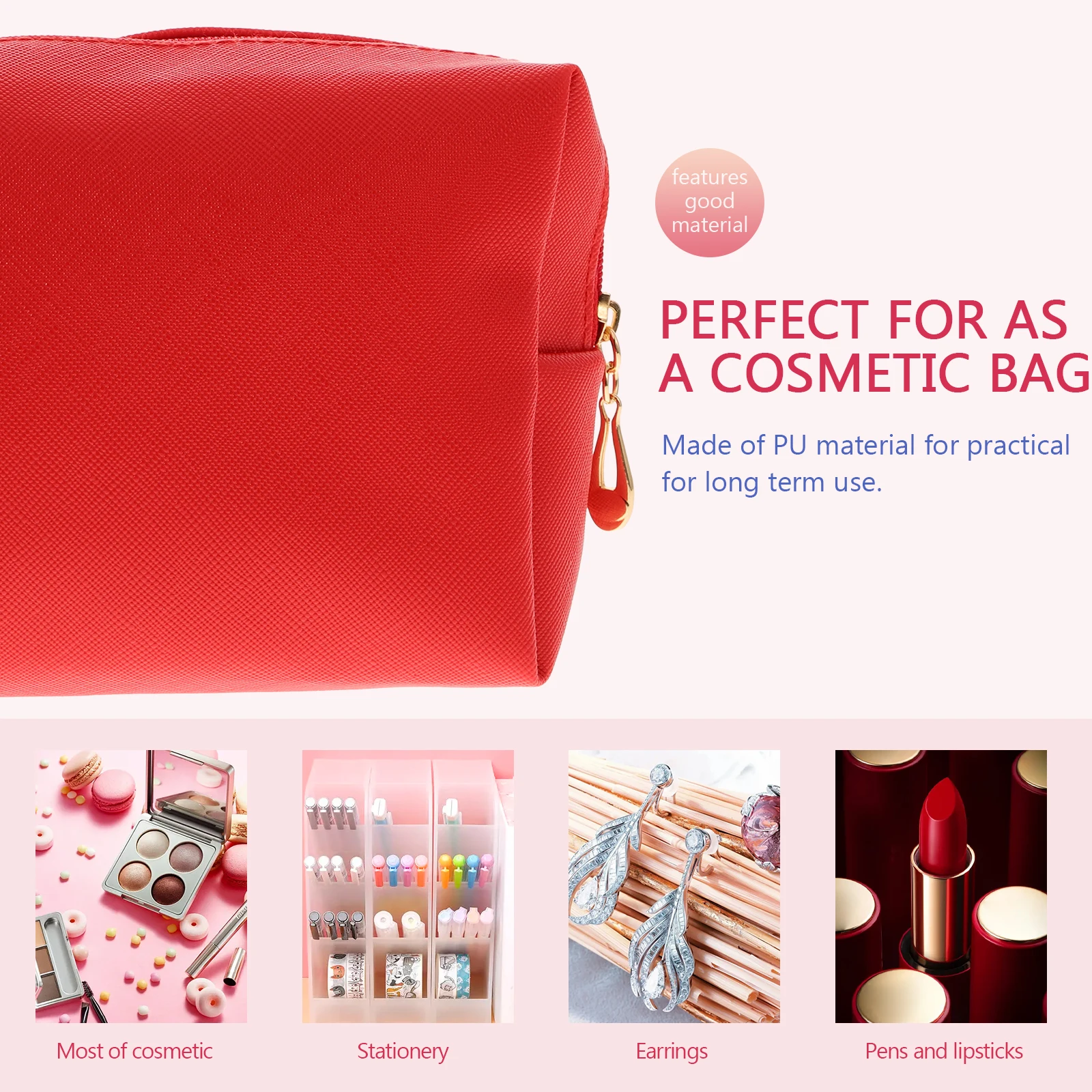 

Red Lipstick Storage Bag Fashion Shiny Stitching Makeup Bag Portable Travel Cosmetics Pouch Toiletry Organizer
