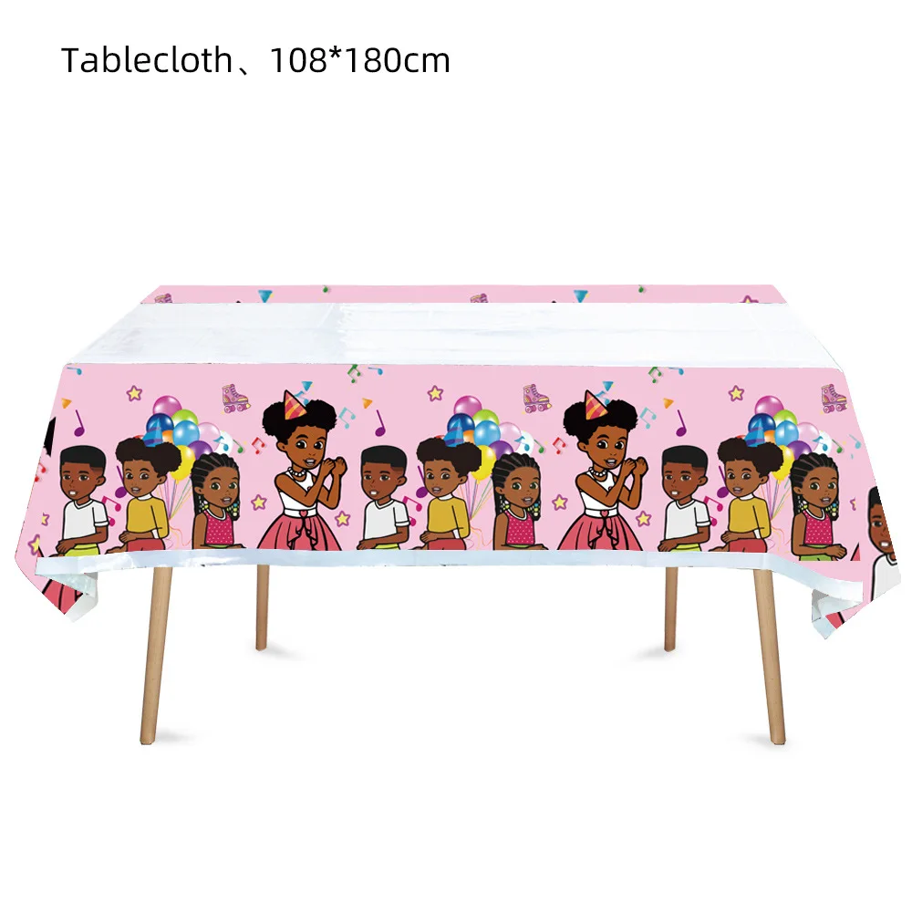 Pink Black Girl Gracies Birthday Party Decorations Corner Party Favors Tablecloth Cups Plates Baby Shower supplies Free Shipping