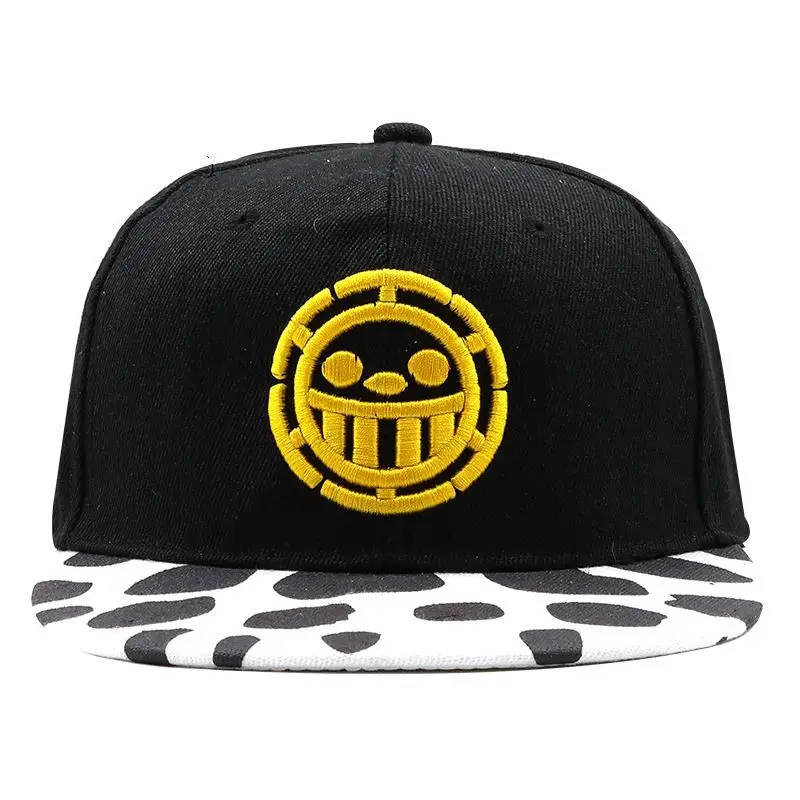 One Piece Anime Trafalgar Law schwarze Baseballkappe mit flachem Schirm, trendige Cosplay-Mütze, Cartoon-Accessoire 2026