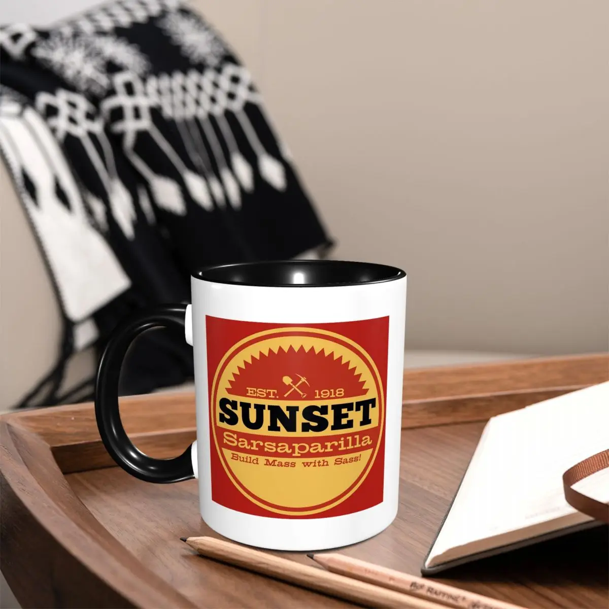 Vintage Sunset Sarsaparilla Logo Mug Funny Ceramic Coffee Cups Tea Mugs Milk Cup Drinkware Gifts for Friends