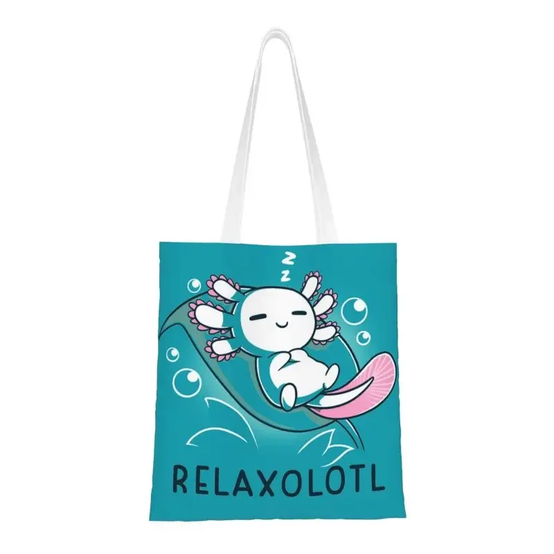 

Kawaii Print Just A Girl Who Loves Axolotl Shopping Tote Bags Washable Canvas Shopper Shoulder Ambystoma Mexicanum Handbag