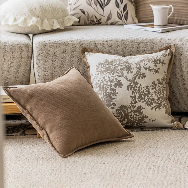 French Luxury Vintage Beige Throw Pillow Cover Elegant Sofa Living Room Bedroom Decor Hotel Villa Boho Chic Accent Pillow Case